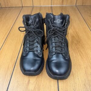 Interceptor Work Boots Womens Size 7 Black Leather Ankle Lace Up Zip
